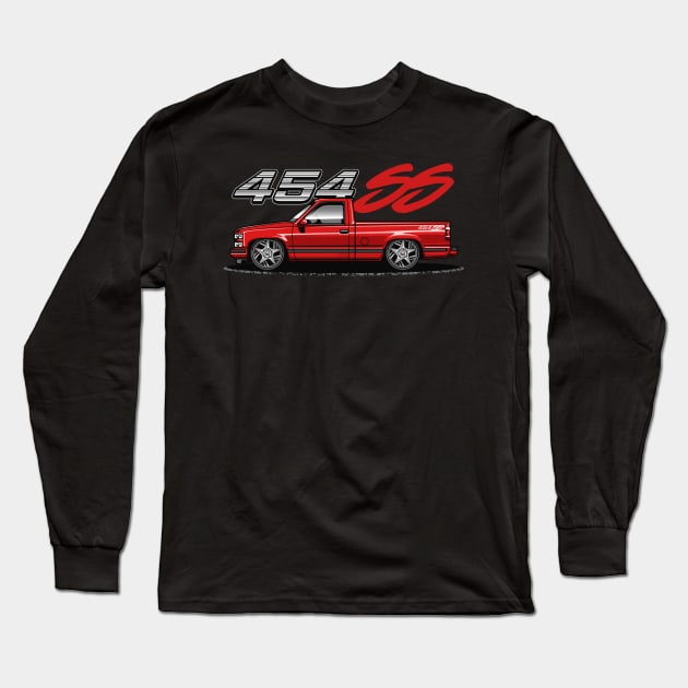 Chevy 454 SS Pickup Truck (Super Red) Long Sleeve T-Shirt by Jiooji Project